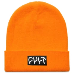 Witness Beanie / tight knit safety orange